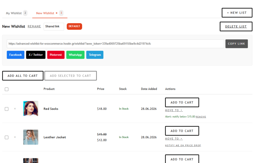 Advanced Wishlist for WooCommerce