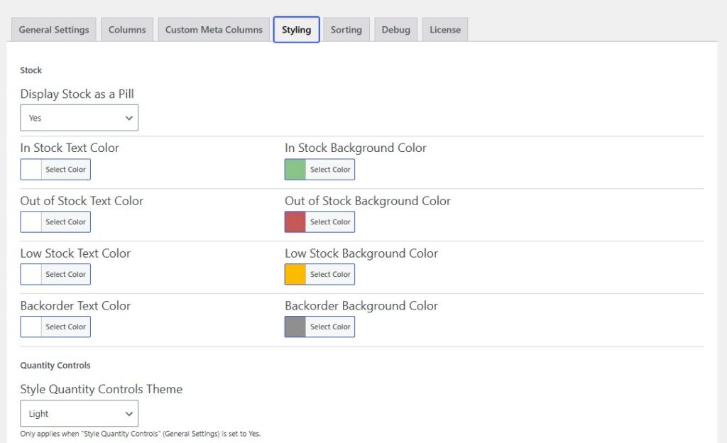 variation table grid styling settings v2.4.0
