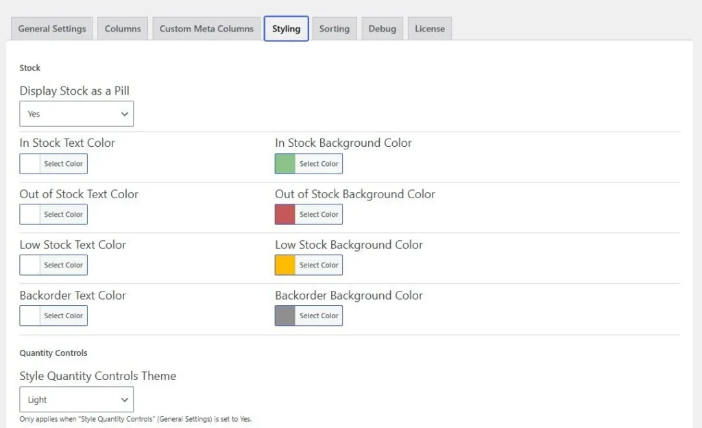 variation table grid styling settings v2.4.0