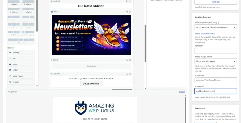 Amazing WordPress Newsletters newsletter builder