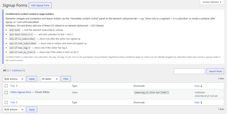 Amazing WordPress Newsletters signup forms list