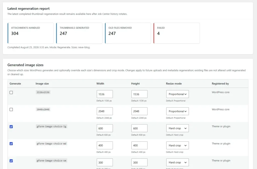 Amazing Image Optimizer for WordPress edit images and thumbnails sizes