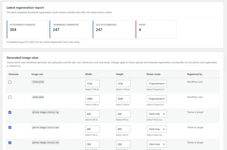 Amazing Image Optimizer for WordPress edit images and thumbnails sizes