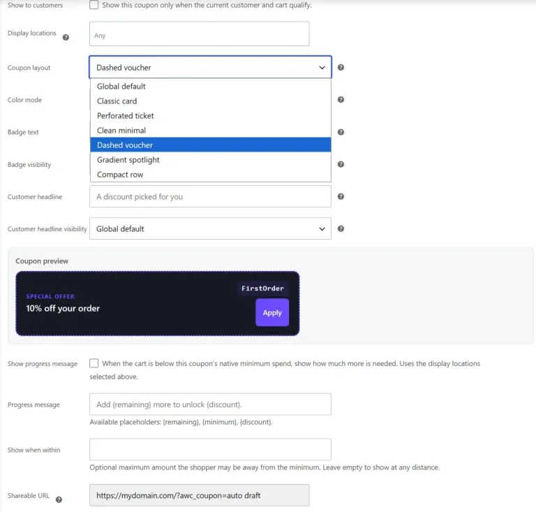 Amazing WooCommerce Coupons and Discounts layout options