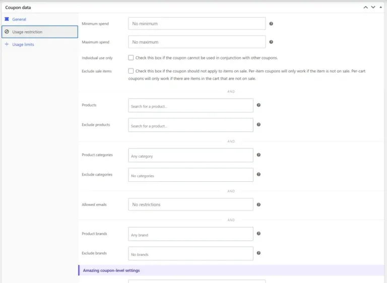 Amazing WooCommerce Coupons and Discounts usage restrictions