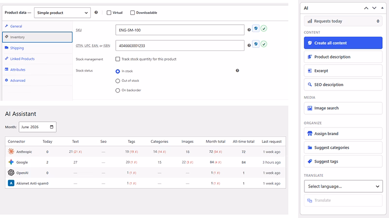 ai content assistant for WooCommerce compilation