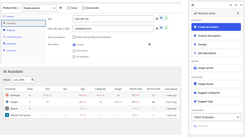 ai content assistant for WooCommerce compilation