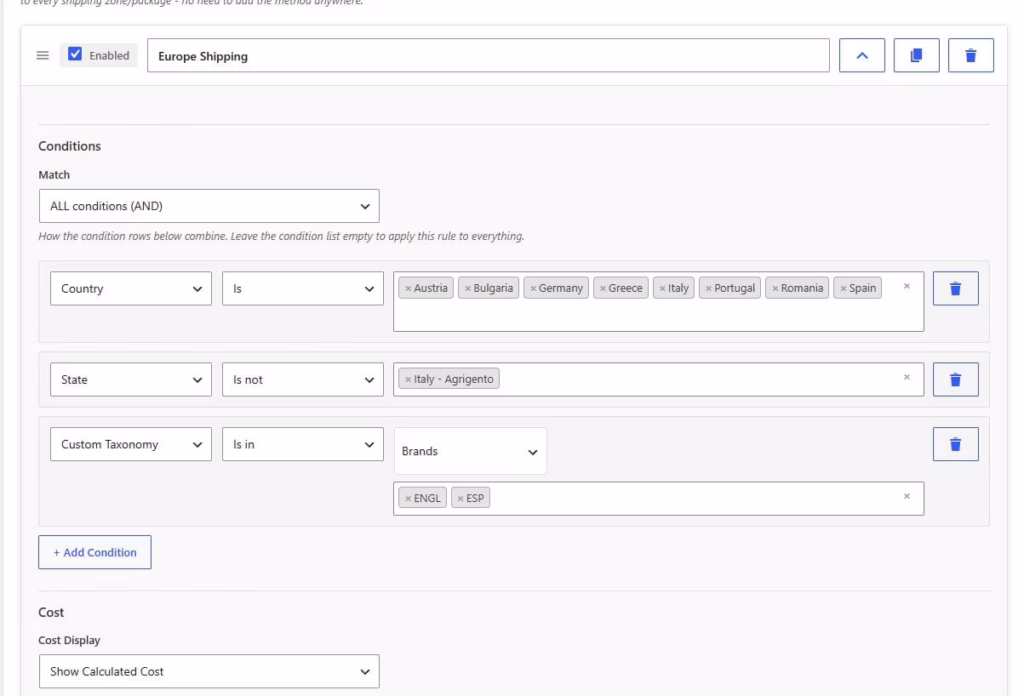 Amazing Shipping for WooCommerce rules group