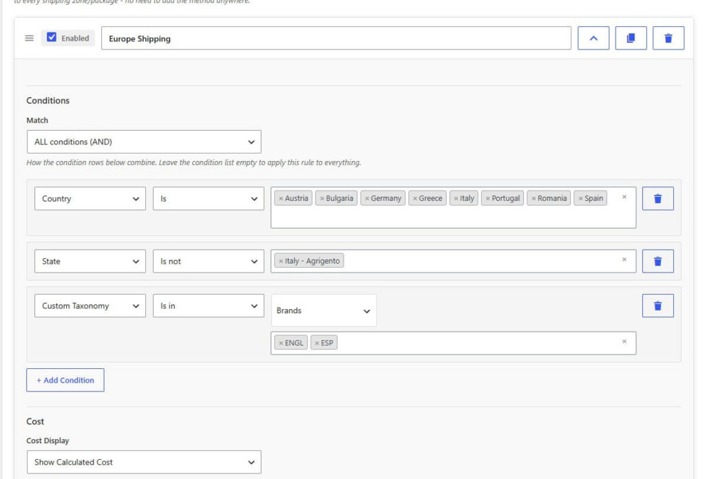 Amazing Shipping for WooCommerce rules group