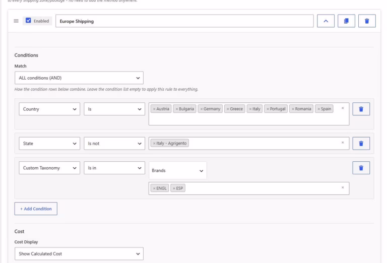 Amazing Shipping for WooCommerce rules group
