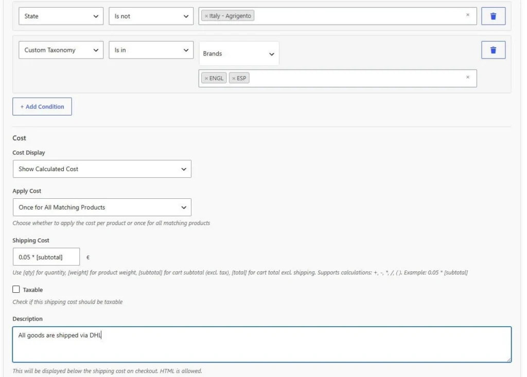 Amazing Shipping for WooCommerce rules shipping calculation