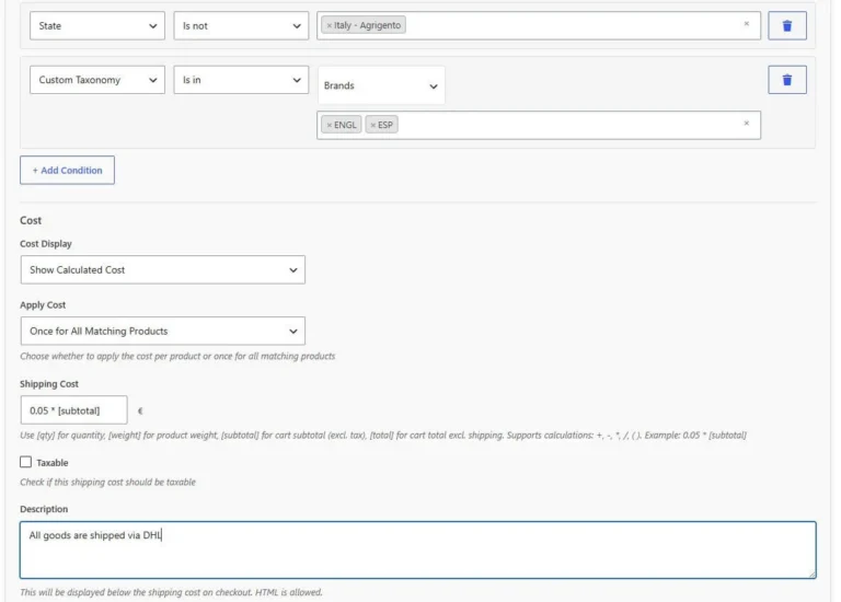 Amazing Shipping for WooCommerce rules shipping calculation