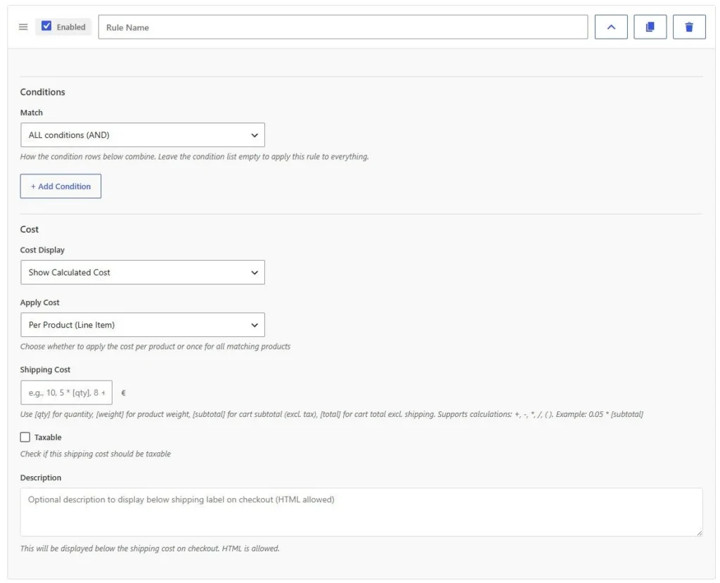 amazing shipping for woocommerce add new rule