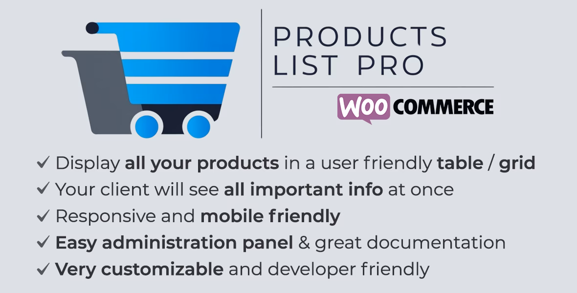 WooCommerce Products List Pro WordPress plugin