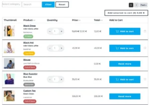 woocommerce products lists pro table render