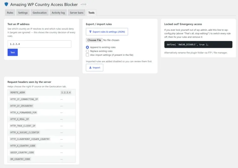 Amazing WP Country Access Blocker tools